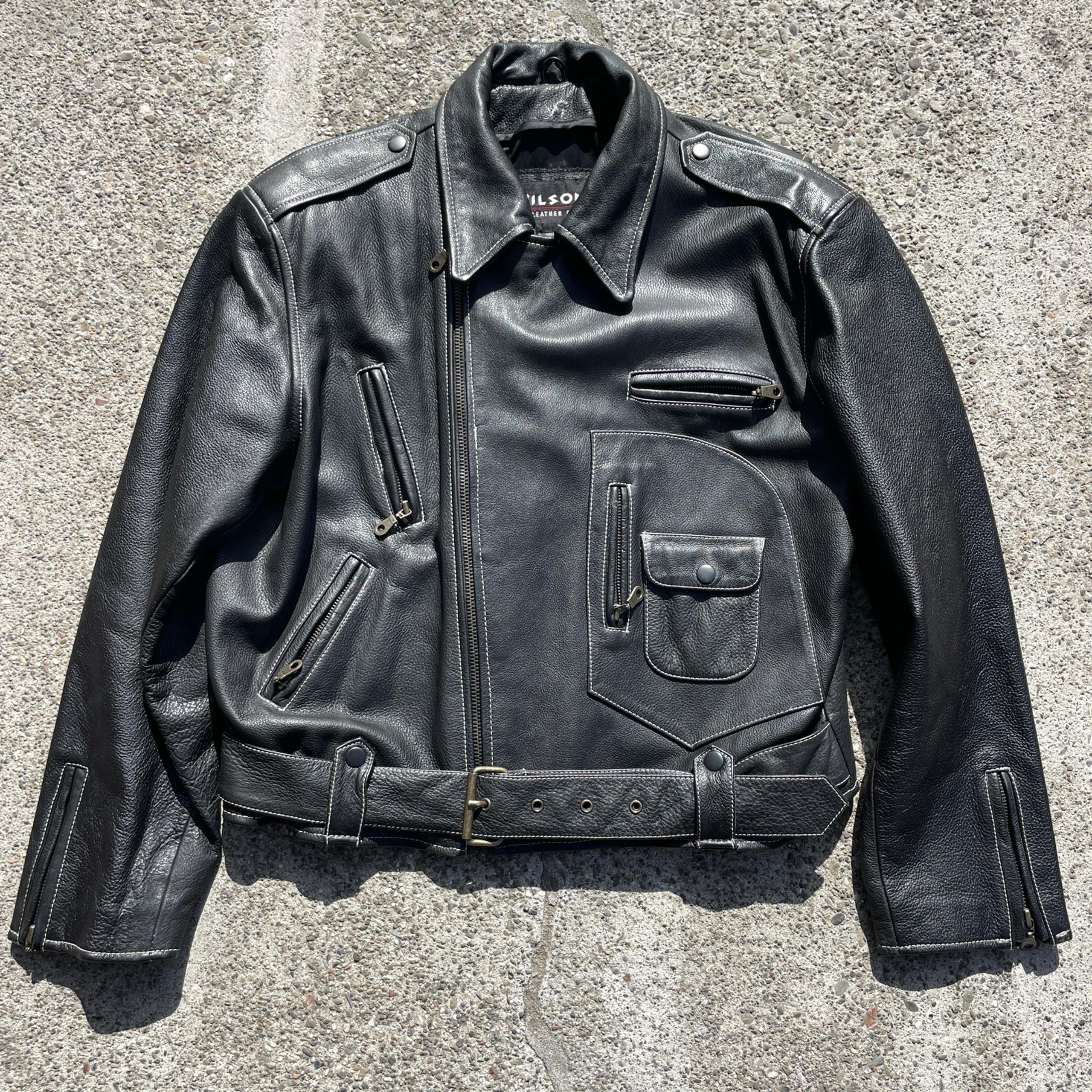 Vintage 1980s Wilsons Leather Motorcycle Jacket Men’s Large