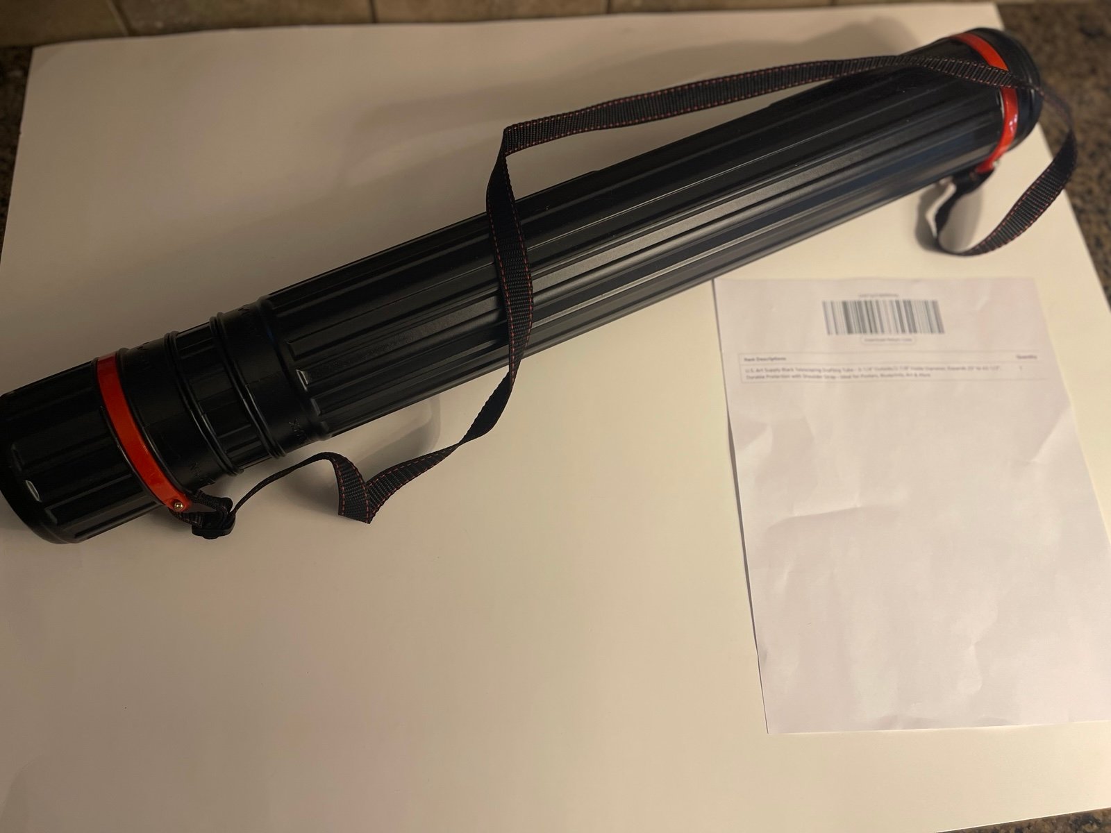 Drafting Drawing Poster Tube Black Telescoping  Dia: 3-1/4" Len: 25" to 42 1/2"