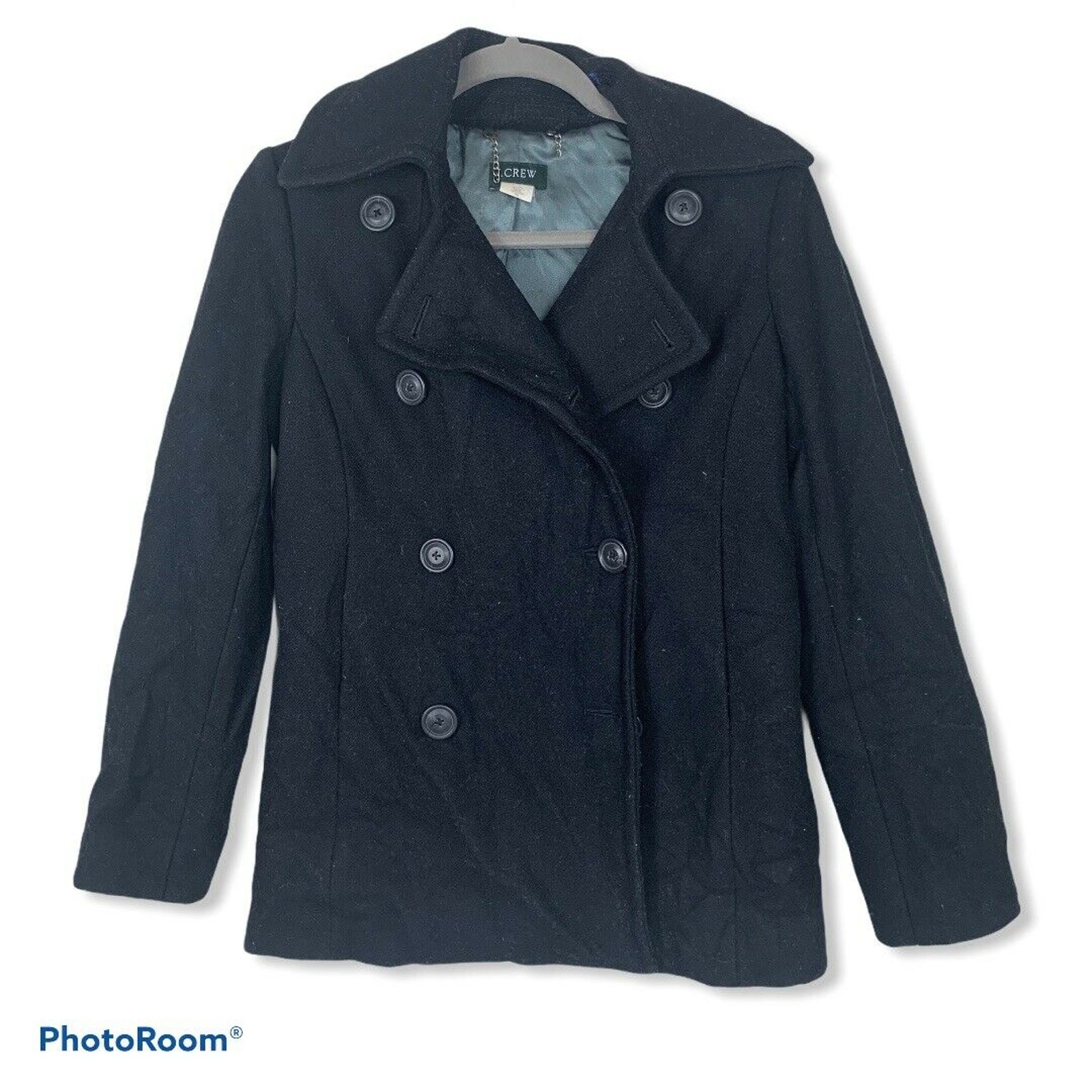 J.Crew Melton Pea Coat Jacket black XS