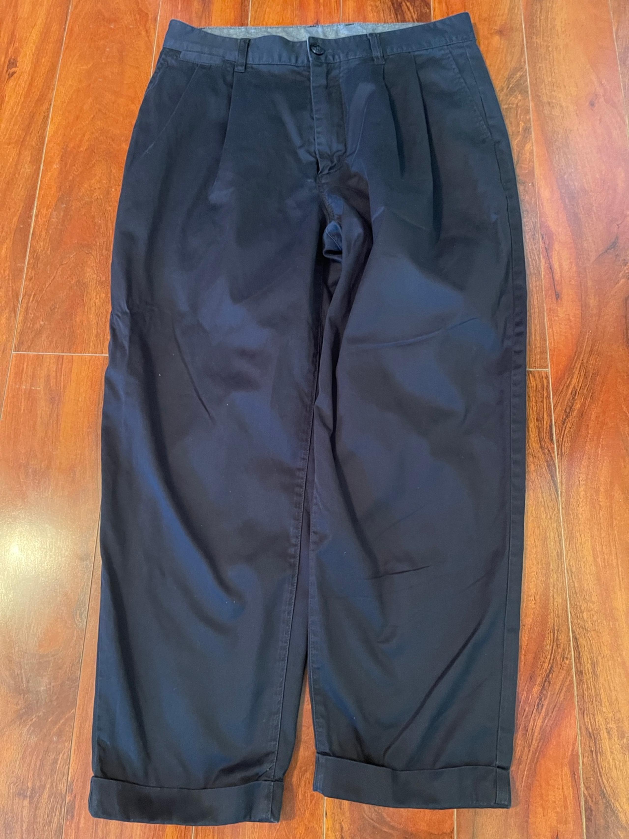 Size 30 ARMANI EXCHANGE Relaxed Fit Pleated Front Cropped Pant Khaki Navy