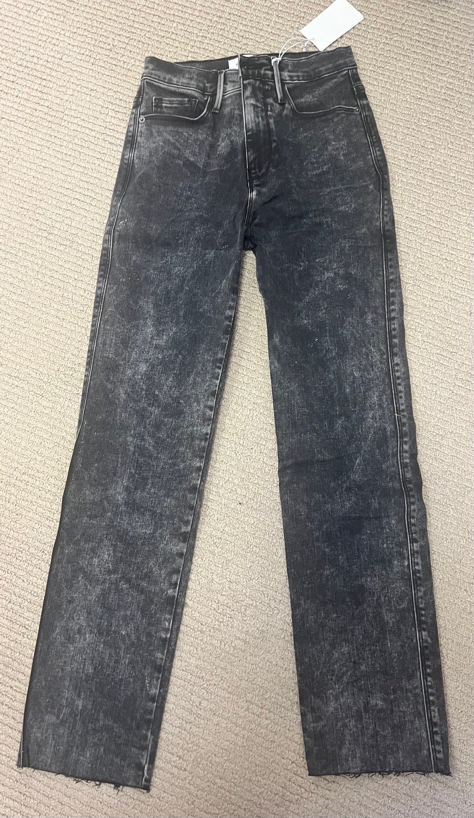 Frame Black Acid Wash Straight Jeans