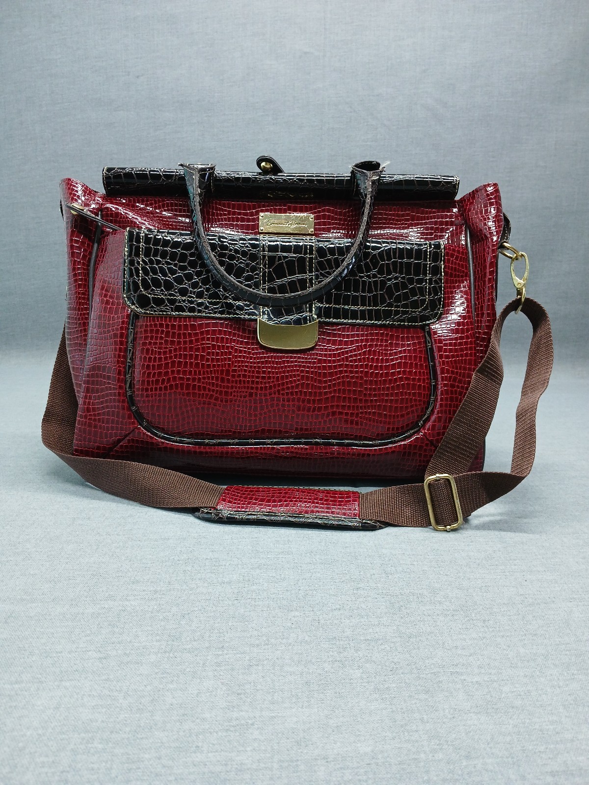 Samantha Brown Red Black Croc Travel Bag Tote Airplane Personal Item Carry-On