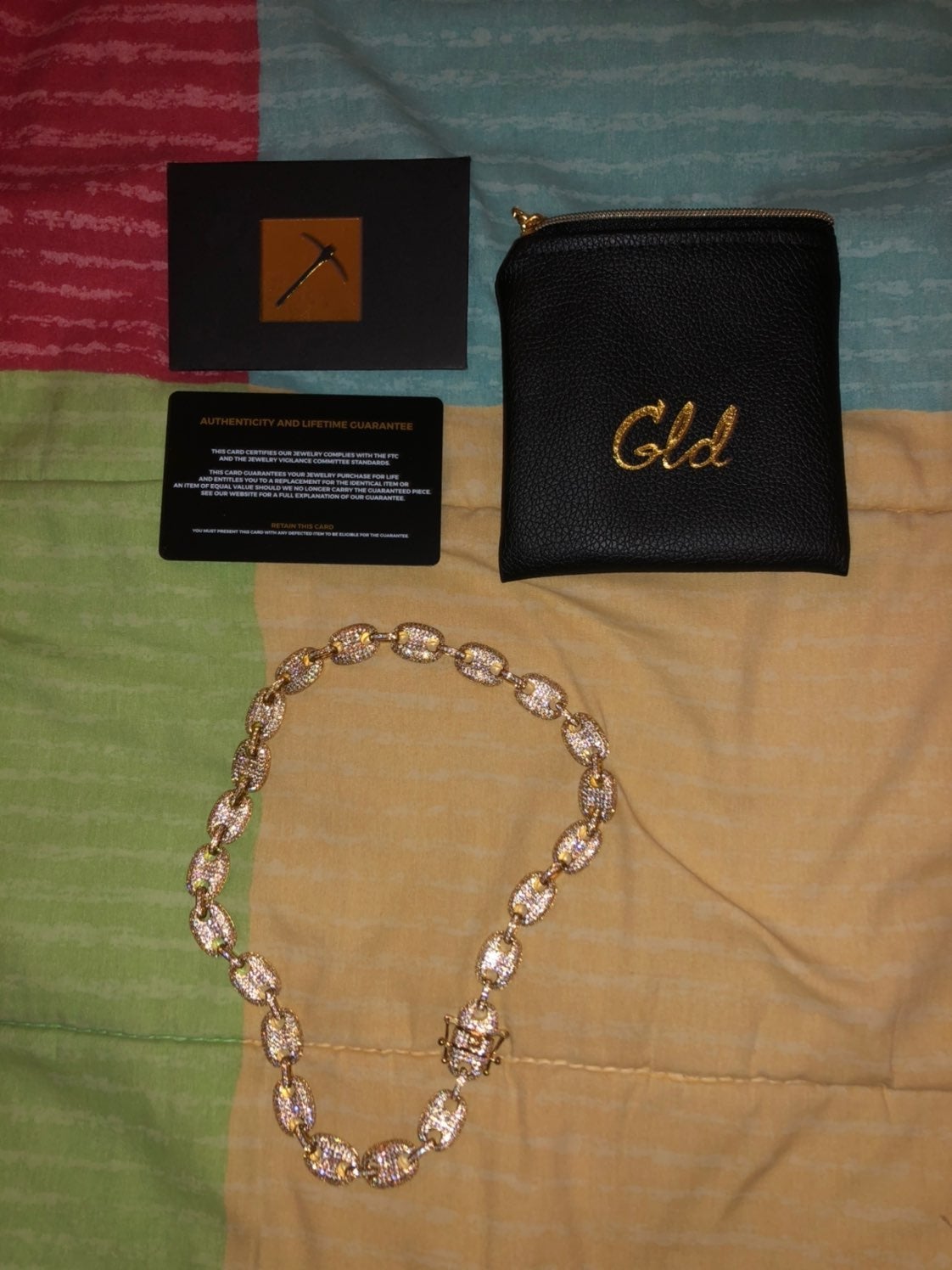 Iced Gucci Link Necklace in Yellow Gold