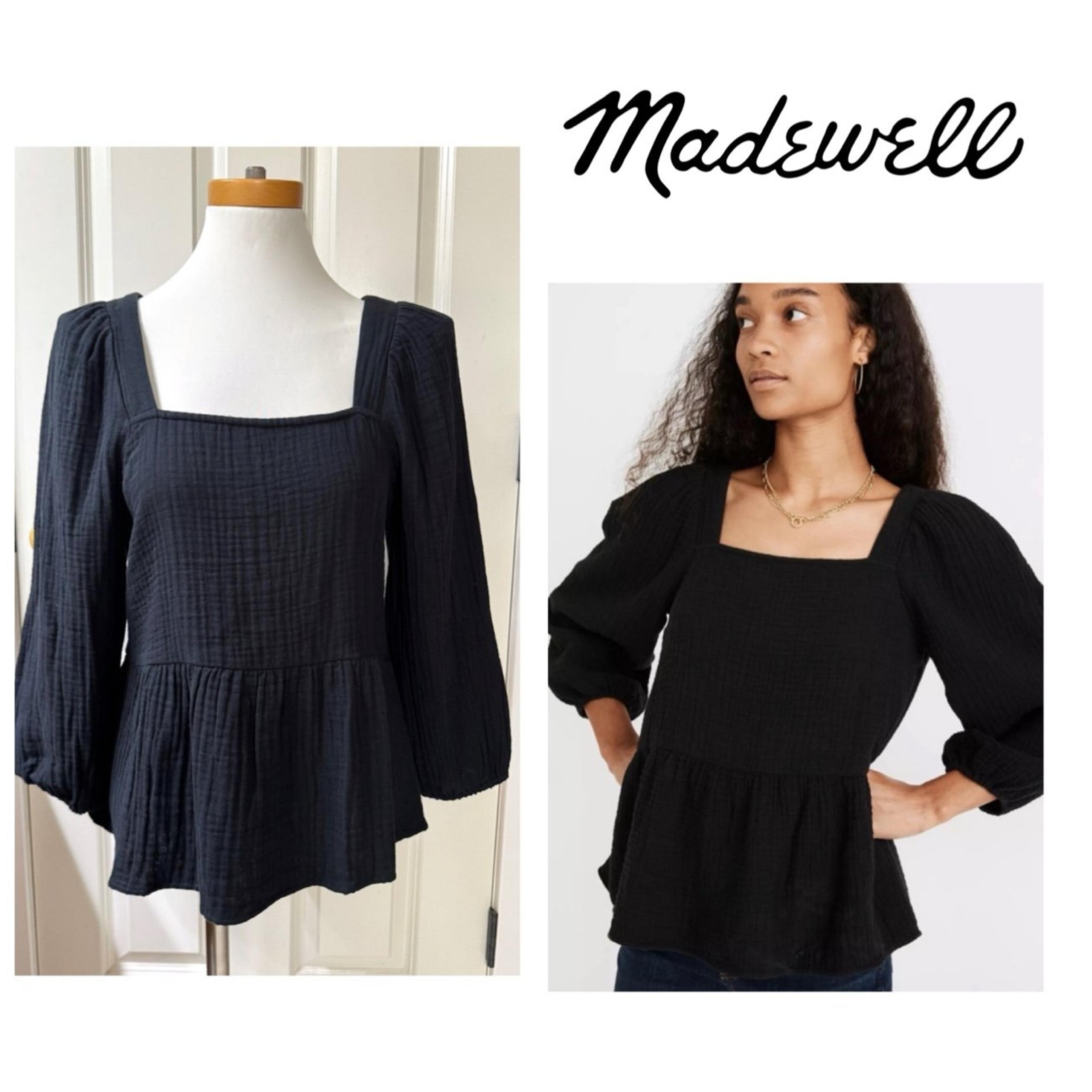 Madewell LIGHTSPUN MILLBROOK Puff Sleeve Peplum Top