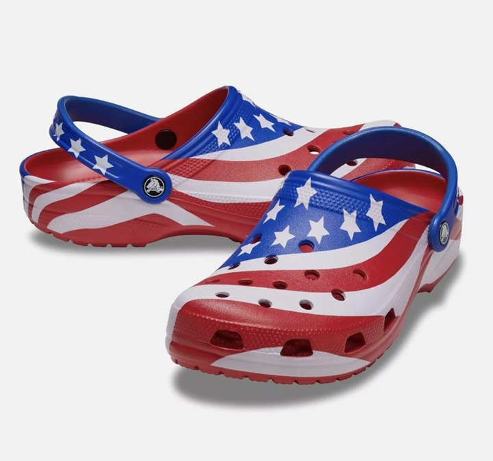 NEW Crocs Classic American Flag Clogs Men’s Size 6 Womens 8 Team USA Patriotic