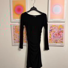Kamalikulture x norma kamali Black Ruched dress with sleeves