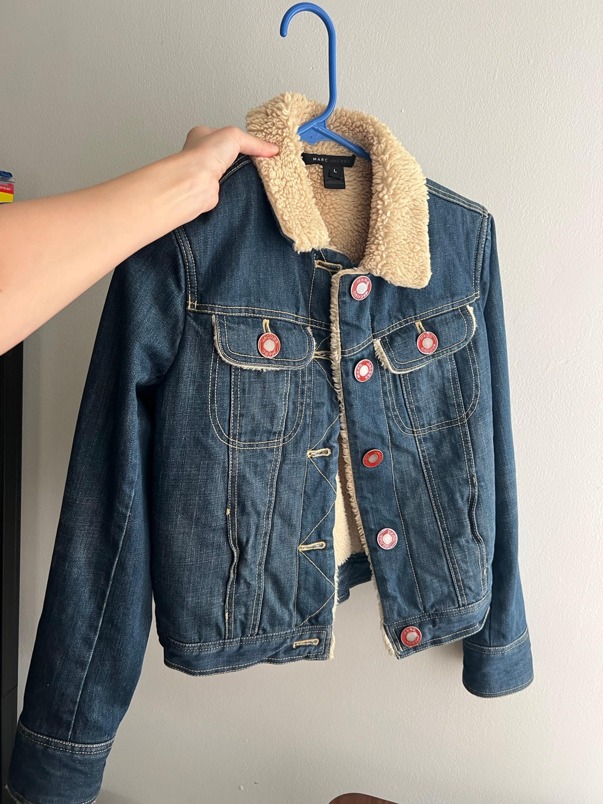 Blue Denim Sherpa Lined Jacket large - MARC JACOBS
