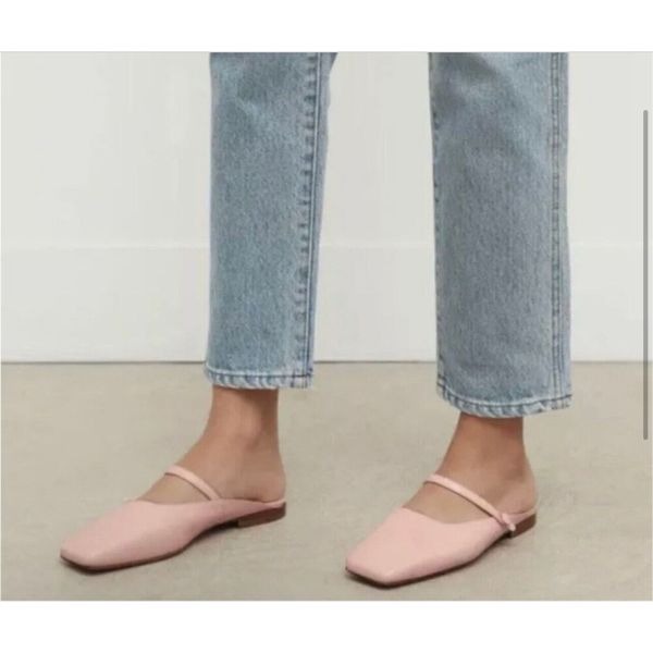 Mansur Gavriel Square Toe Mary Jane Flats Pink Nwt Size 38/8 US