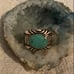 VINTAGE/NATIVE DETAILED, SYMBOLS, OVAL TURQUOISE CABASHON RING