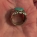 VINTAGE/NATIVE DETAILED, SYMBOLS, OVAL TURQUOISE CABASHON RING