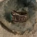 VINTAGE/NATIVE DETAILED, SYMBOLS, OVAL TURQUOISE CABASHON RING