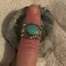 VINTAGE/NATIVE DETAILED, SYMBOLS, OVAL TURQUOISE CABASHON RING