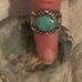 VINTAGE/NATIVE DETAILED, SYMBOLS, OVAL TURQUOISE CABASHON RING