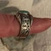 VINTAGE/NATIVE DETAILED, SYMBOLS, OVAL TURQUOISE CABASHON RING