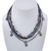 Vintage CL Silver Tone 5 Strand Blue Red Beaded Charm Necklace 15.25