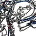 Vintage CL Silver Tone 5 Strand Blue Red Beaded Charm Necklace 15.25