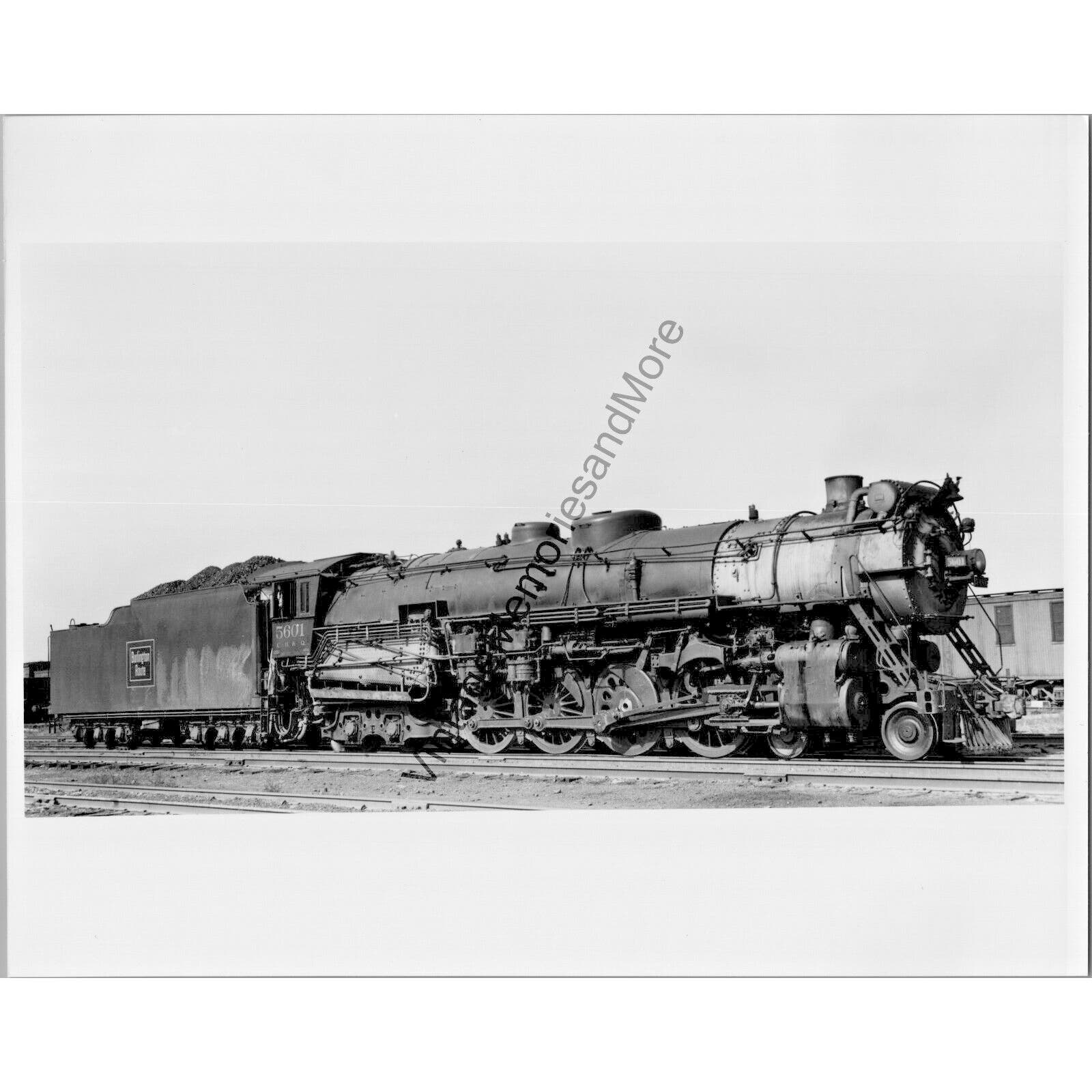 VTG 1953 Burlington Route 5601 Steam Locomotive Clyde, IL Real Photo T1-61