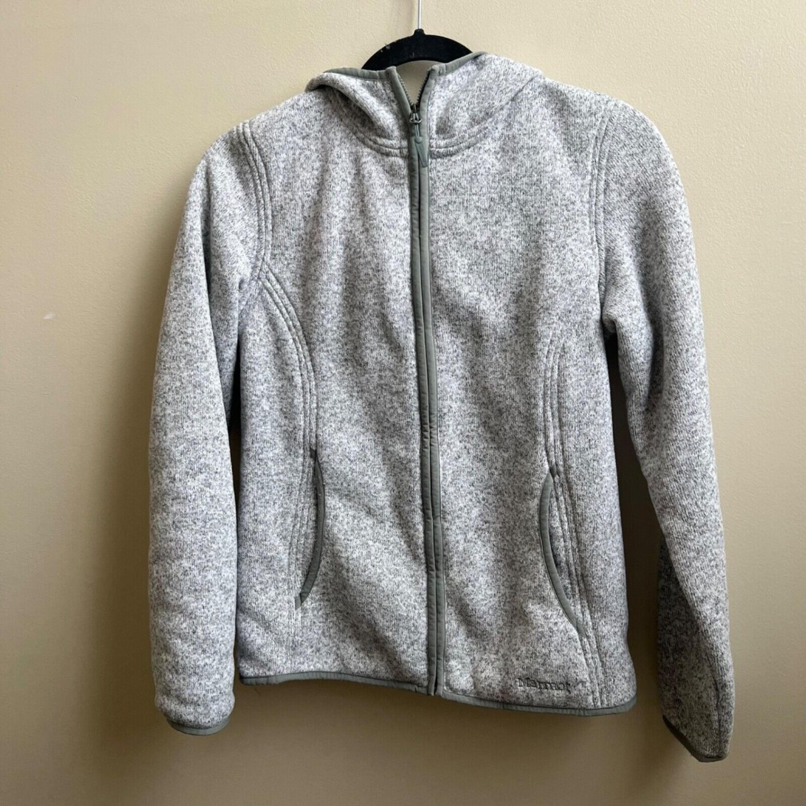 MARMOT Gray Heather Zip Front Fleece Hooded Sweater Jacket Womens S