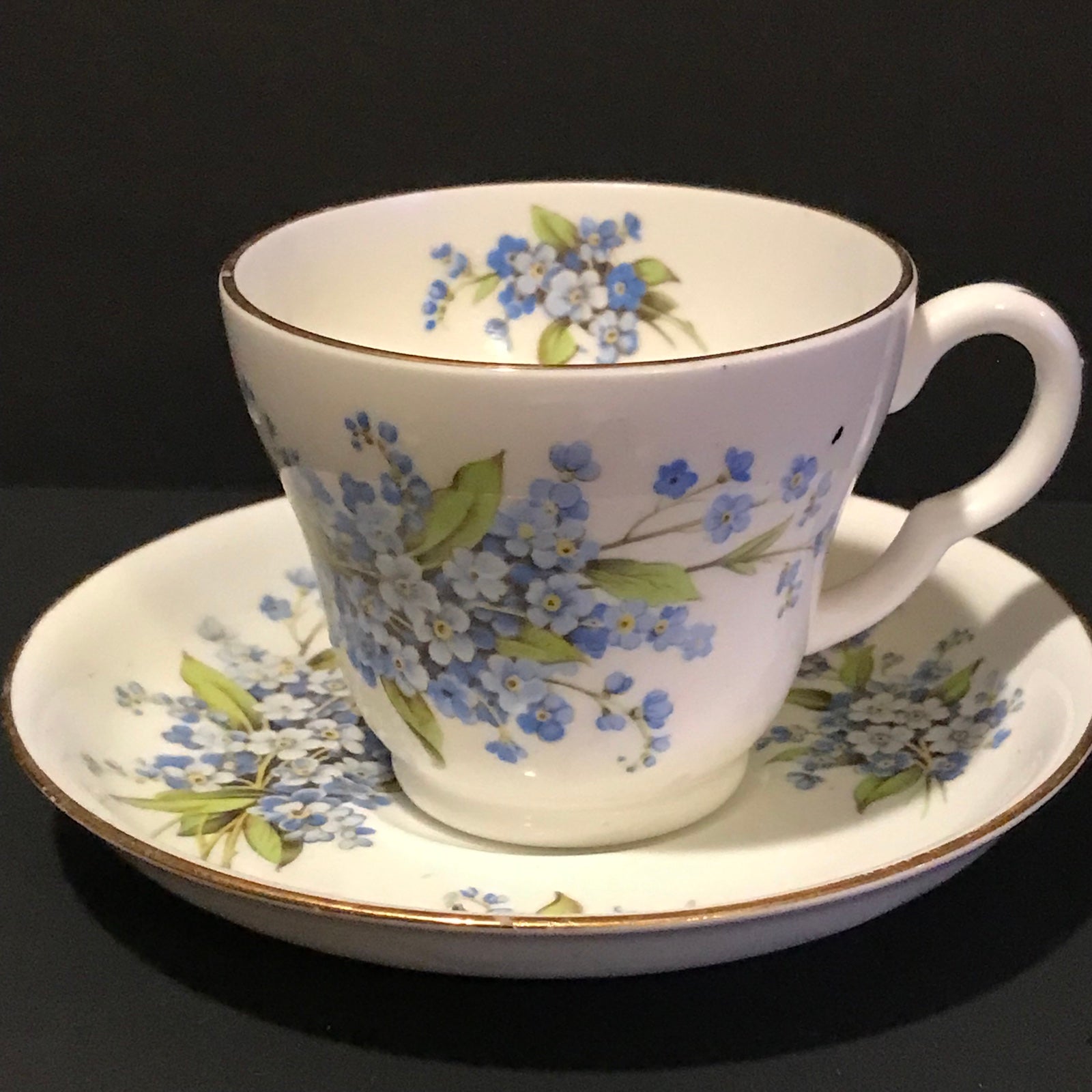 Vintage Stanley Fine Bone China For Get Me Not Flower Teacup & Saucer -England