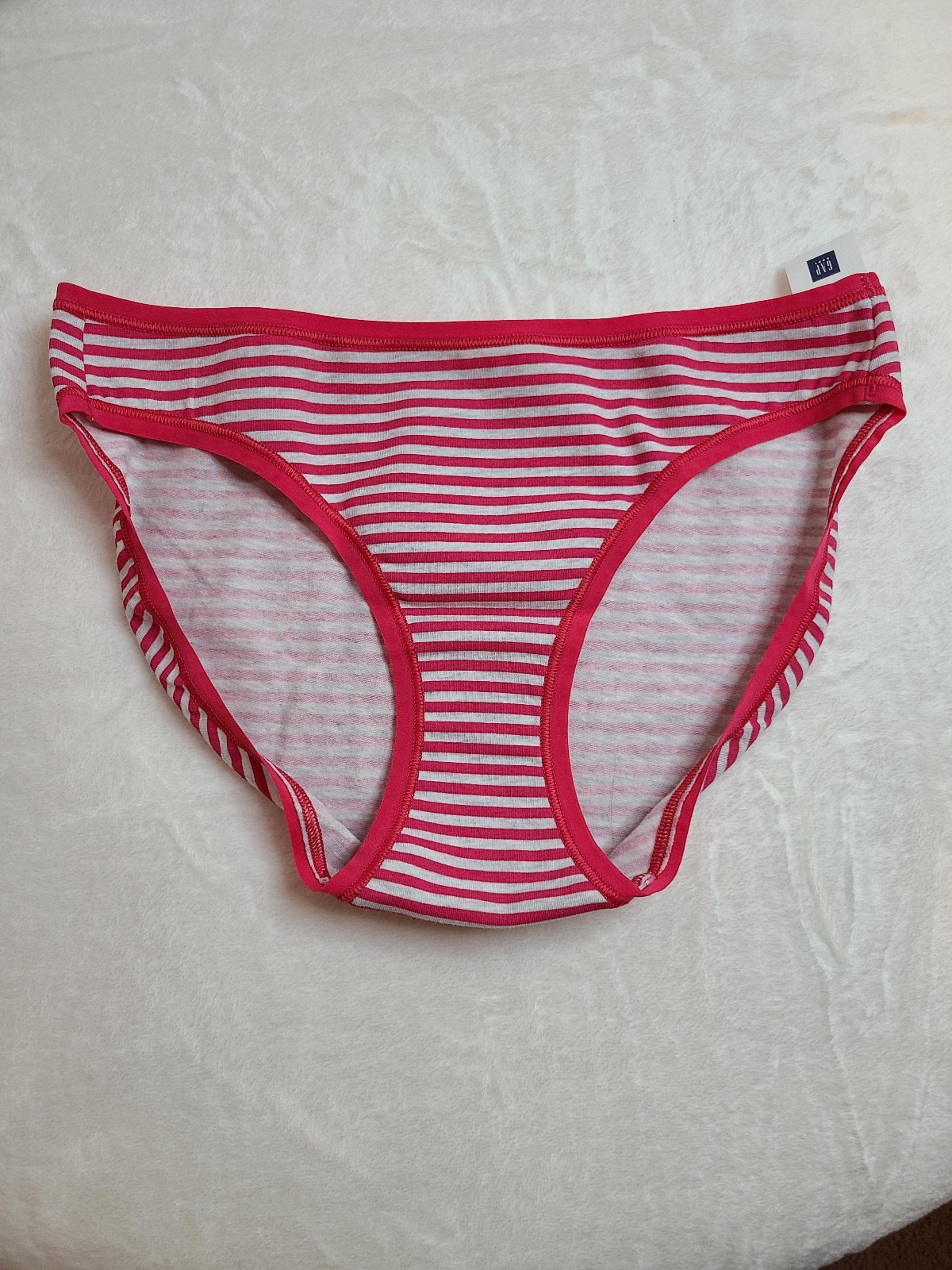 New VTG Gap Body Perfect Cotton Low-rise Bikini Panty Size M Pink Stripe