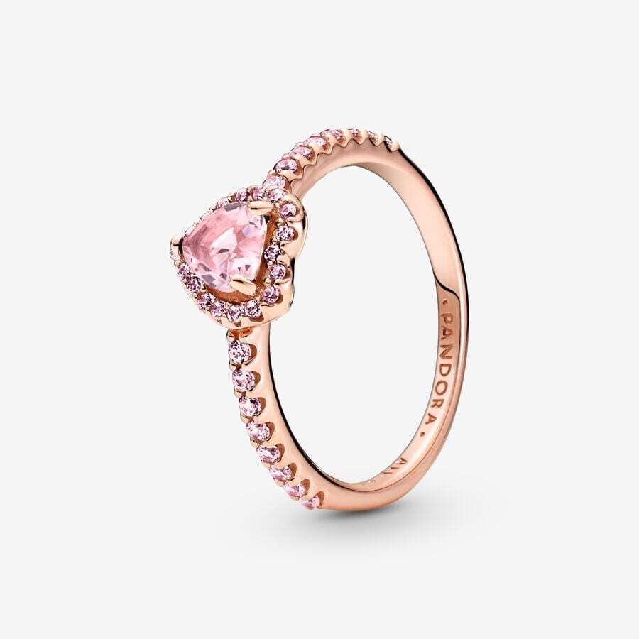 Pandora Sparkling Pink Elevated Heart Ring 188421C04 New With Box