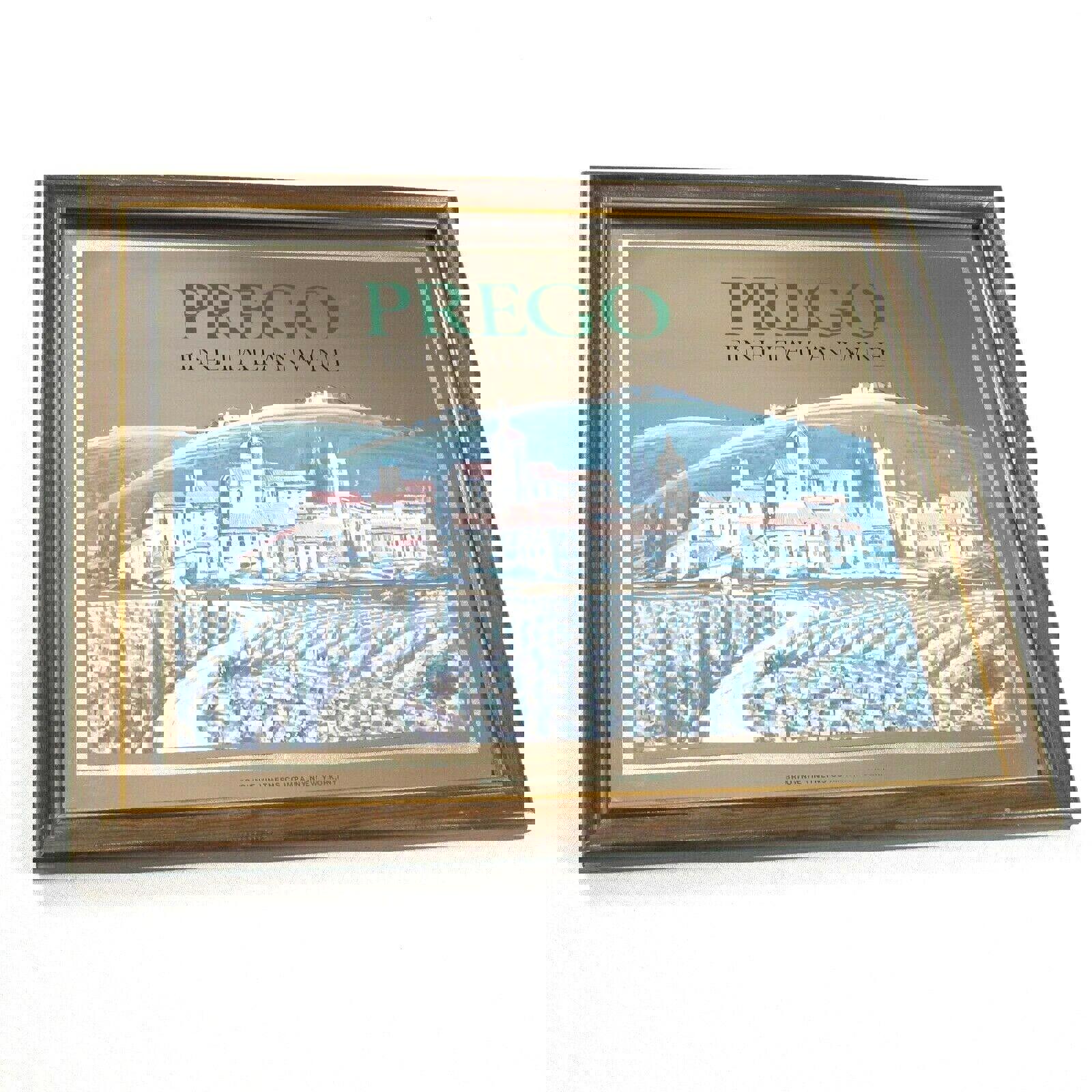 Vintage Prego Fine Italian Wine Bar Sign Man Cave 18x15 Mirrored w/ Wood Frame