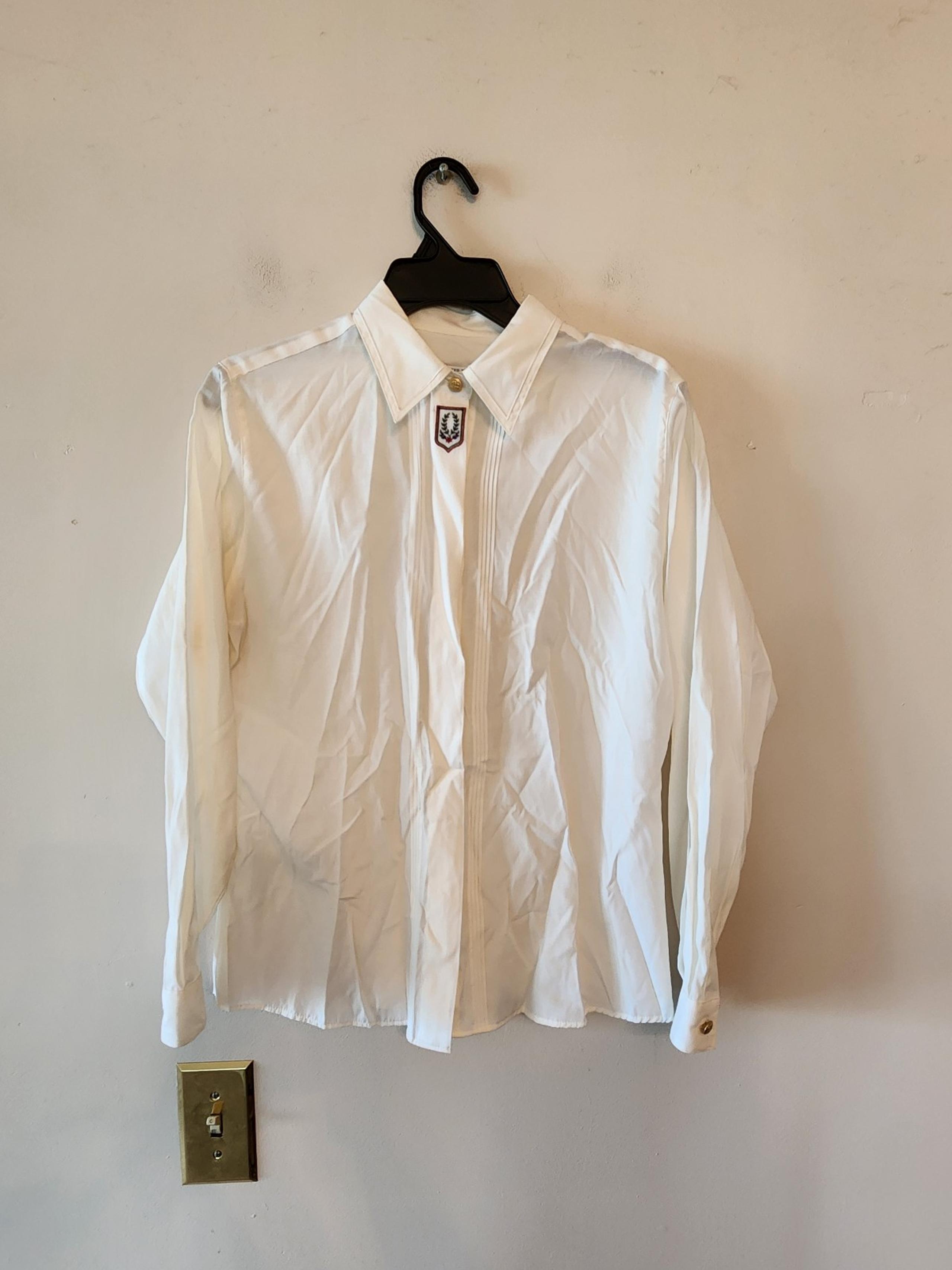 Pendleton Button Down Collard Dress Shirt Blouse Womens SZ 10 p Off White