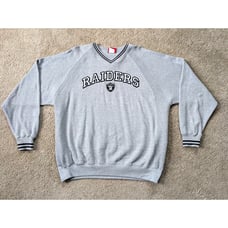 Vintage Raiders Sweatshirt Mens Large Pullover NFL Gray Y2K Oakland Embroidered