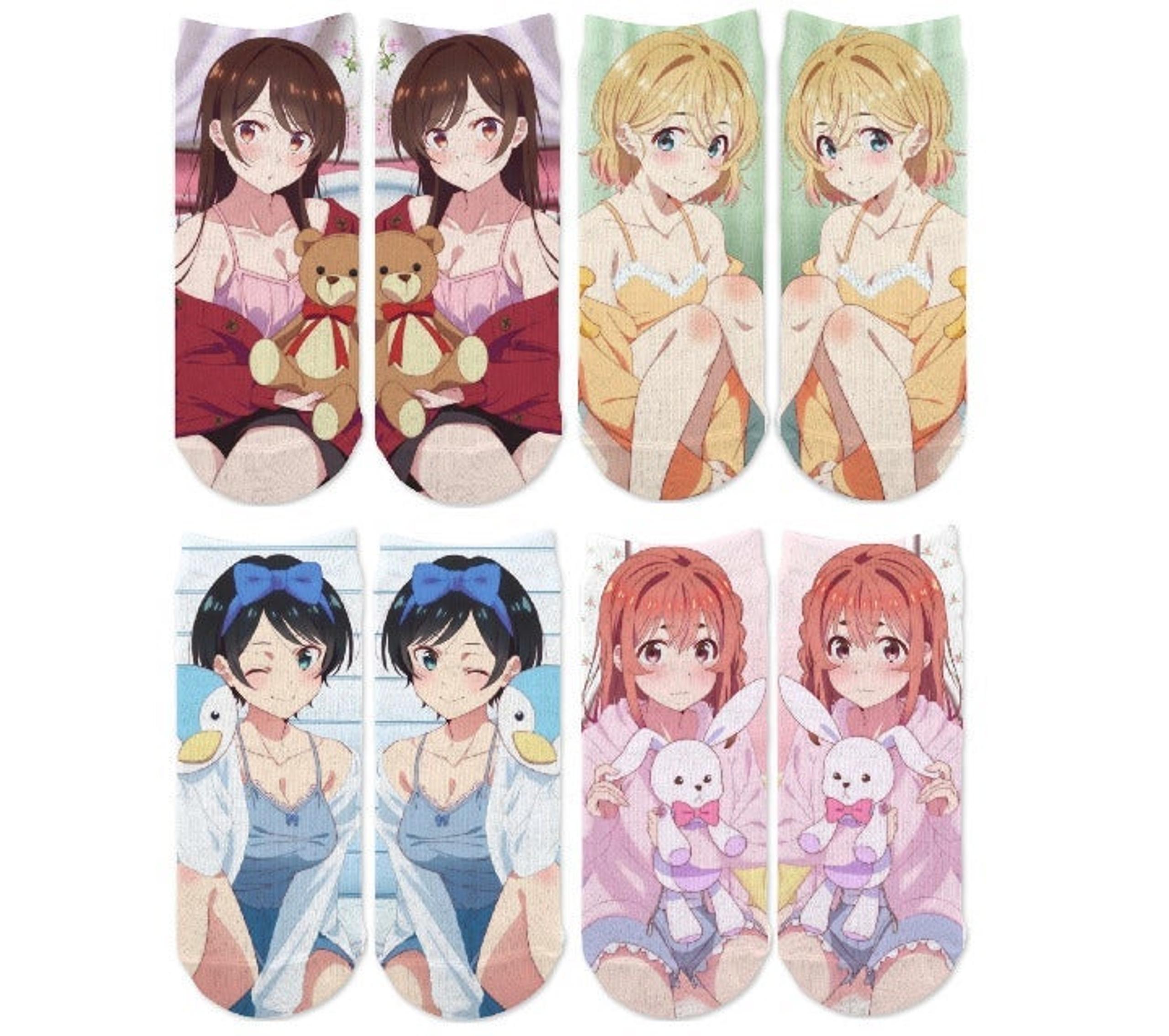 8 Rent A Girlfriend Mirror Match Ankle Socks No-Show Anime Cosplay Merch