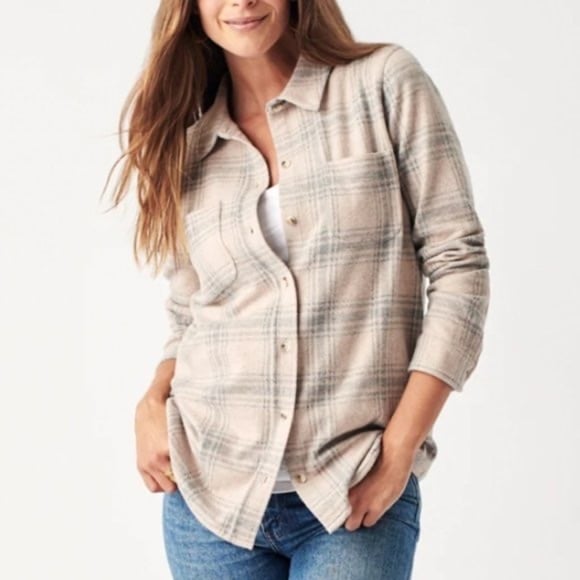 Faherty Legend Plaid Sweater Shirt, Rose Briarwood Plaid