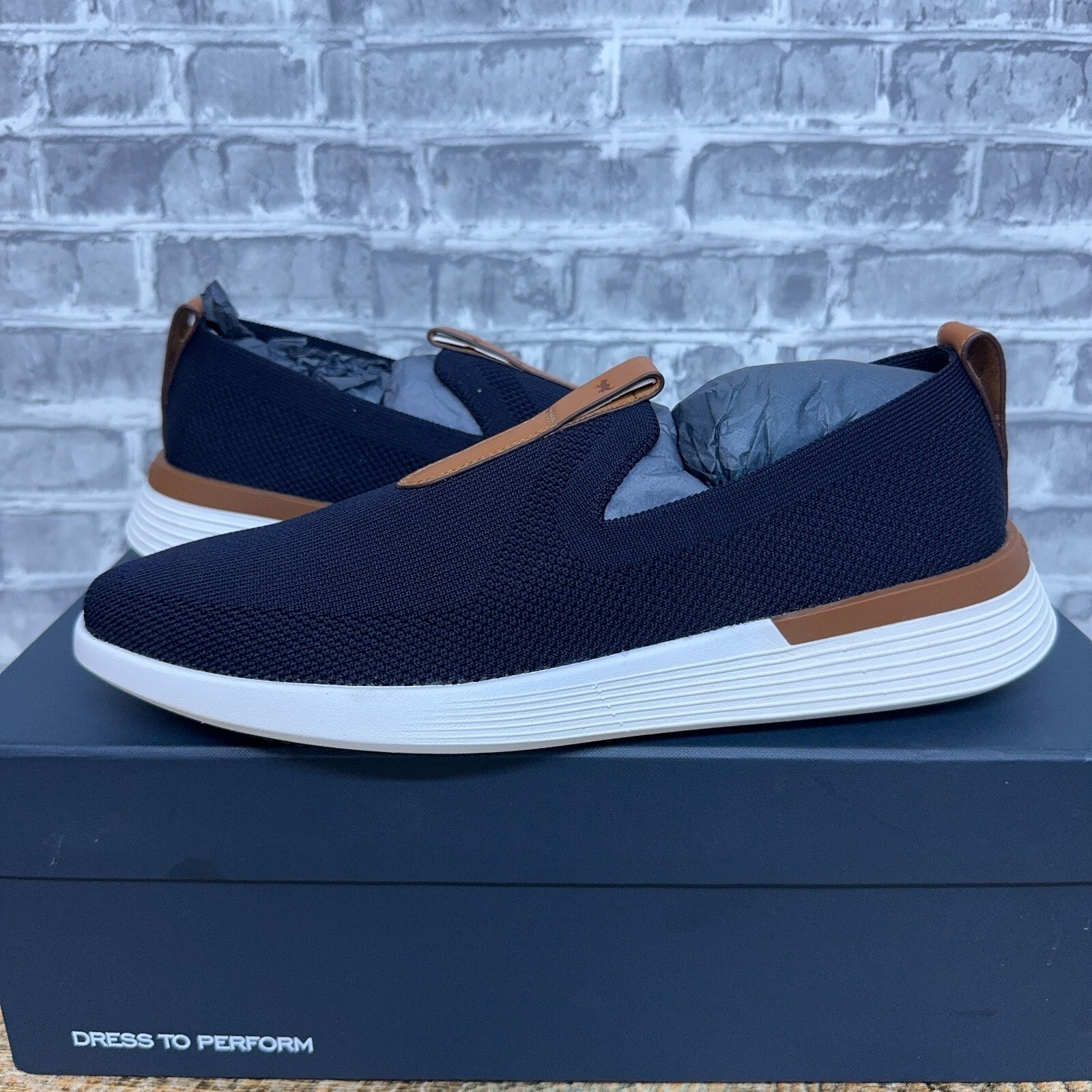 Wolf & Shepherd Swiftknit Derby Navy Blue White Knit Shoes Mens Size 6 New