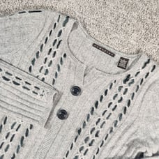 Lambswool Angora Sweater PL Redefine Henley Gray Luxury Soft Warm Cozy Coastal
