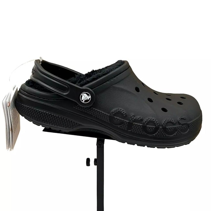 Crocs Women's Classic Lined Clogs Size 7 Black Slip-on Faux Fur Fuzzy & Warm