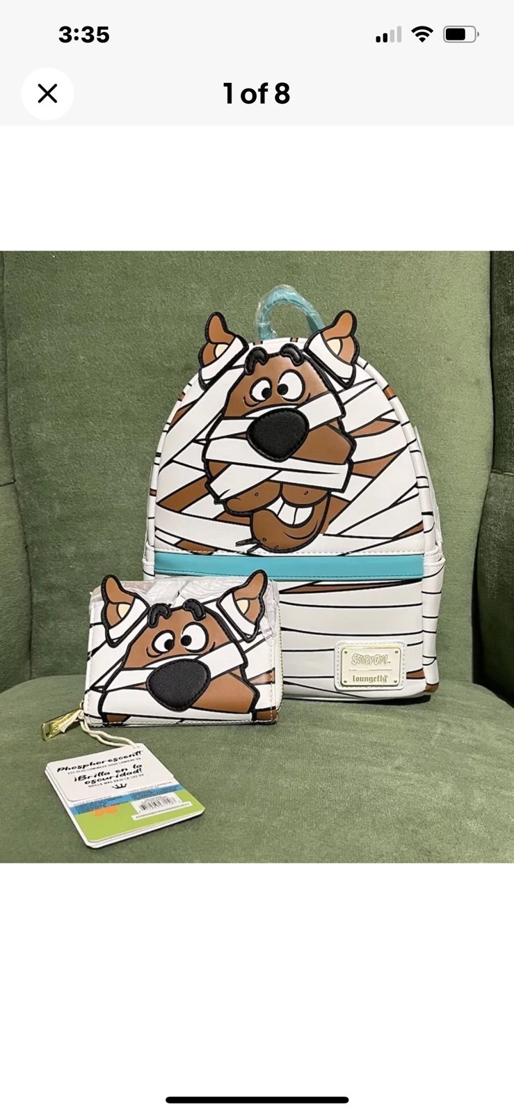 SCOOBY-DOO MUMMY 12 INCH MINI BACKPACK AND WALLET BRAND NEW