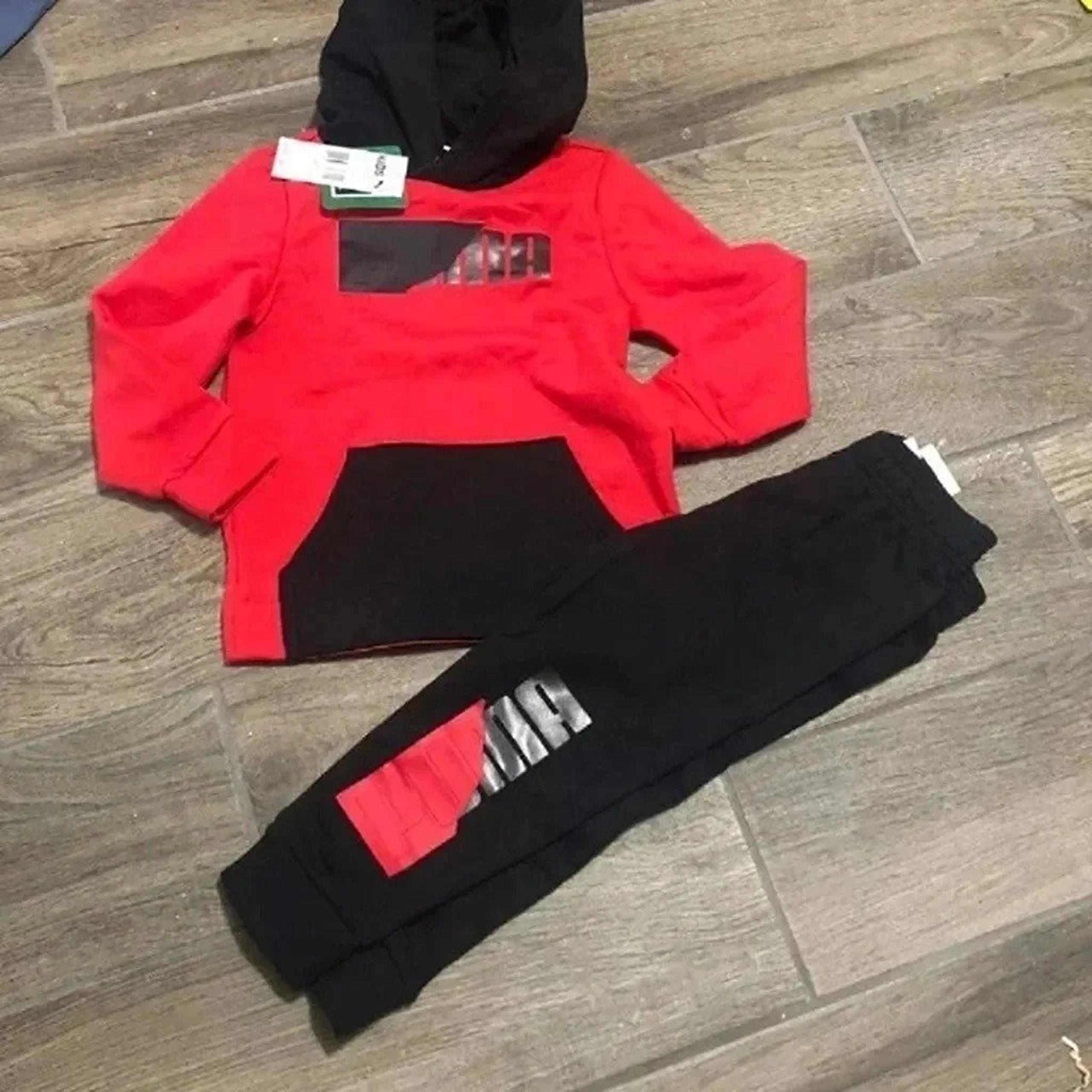 2T Puma fleece Jogger track Set red/black