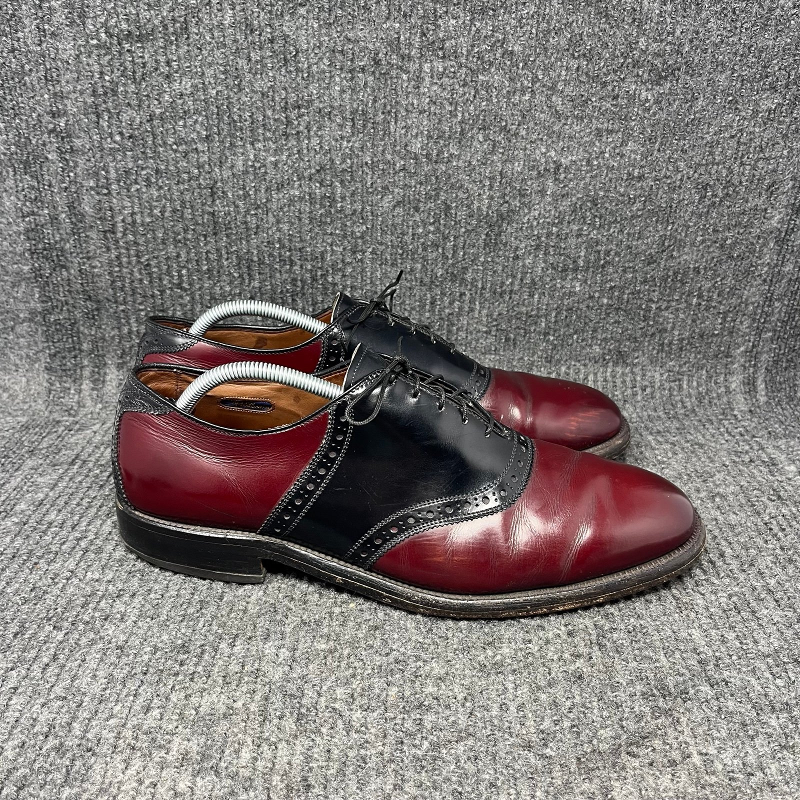 Allen Edmonds Polo Burgundy Black Saddle Leather Dress Shoes Oxfords Mens 11 E