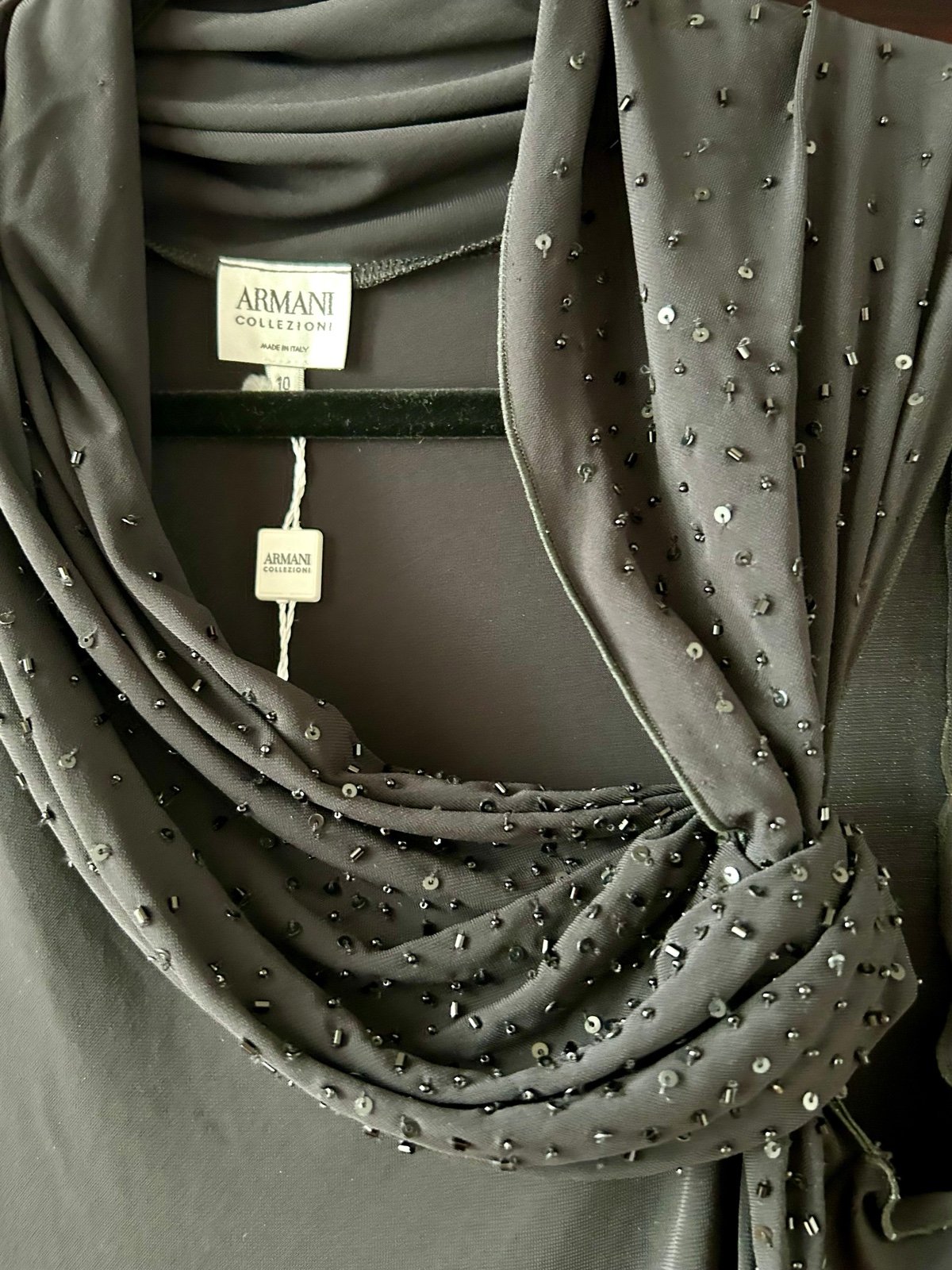 Armani Collezioni NWT Black Beaded Formal Top | Size 10