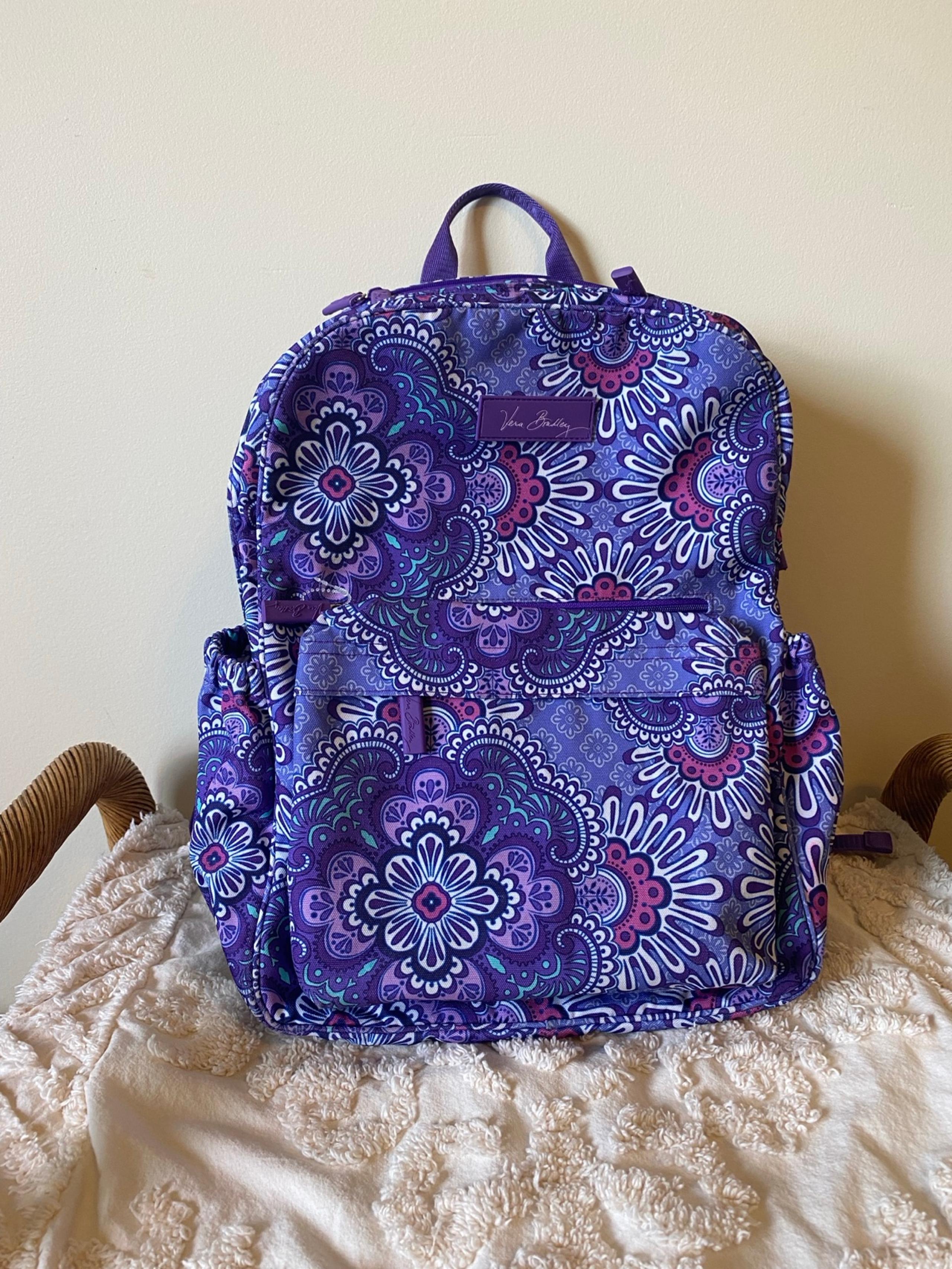 Vera Bradley Essential Large Laptop Backpack in Lilac Medallion Pattern Travel