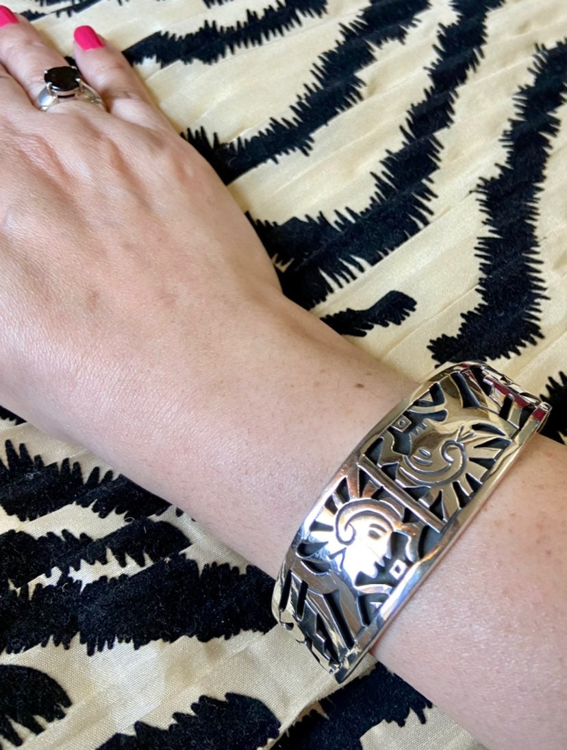 Vintage Mexican Aztec Scroll Bracelet