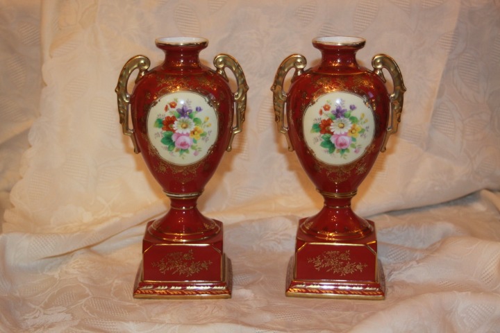 Nippon Noritake porcelain urns vases