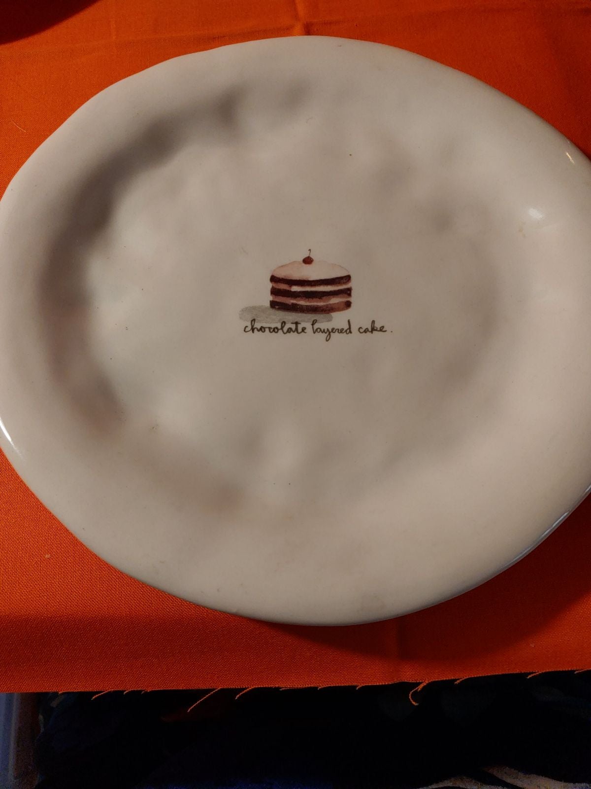 Rae Dunn Rare Magenta Chocolate Layered Cake Plate Dimpled 9 inches long