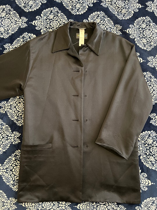 VINTAGE 90s Istante by Versace Wool / Silk Overcoat Jacket Size 42 LARGE (Black)