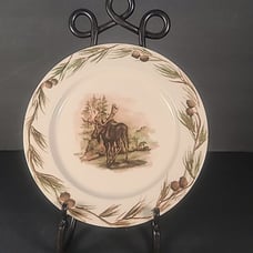 Big Sky Carvers Woodland Moose Dinner Plate Lodge Cabin Stoneware Pinecones