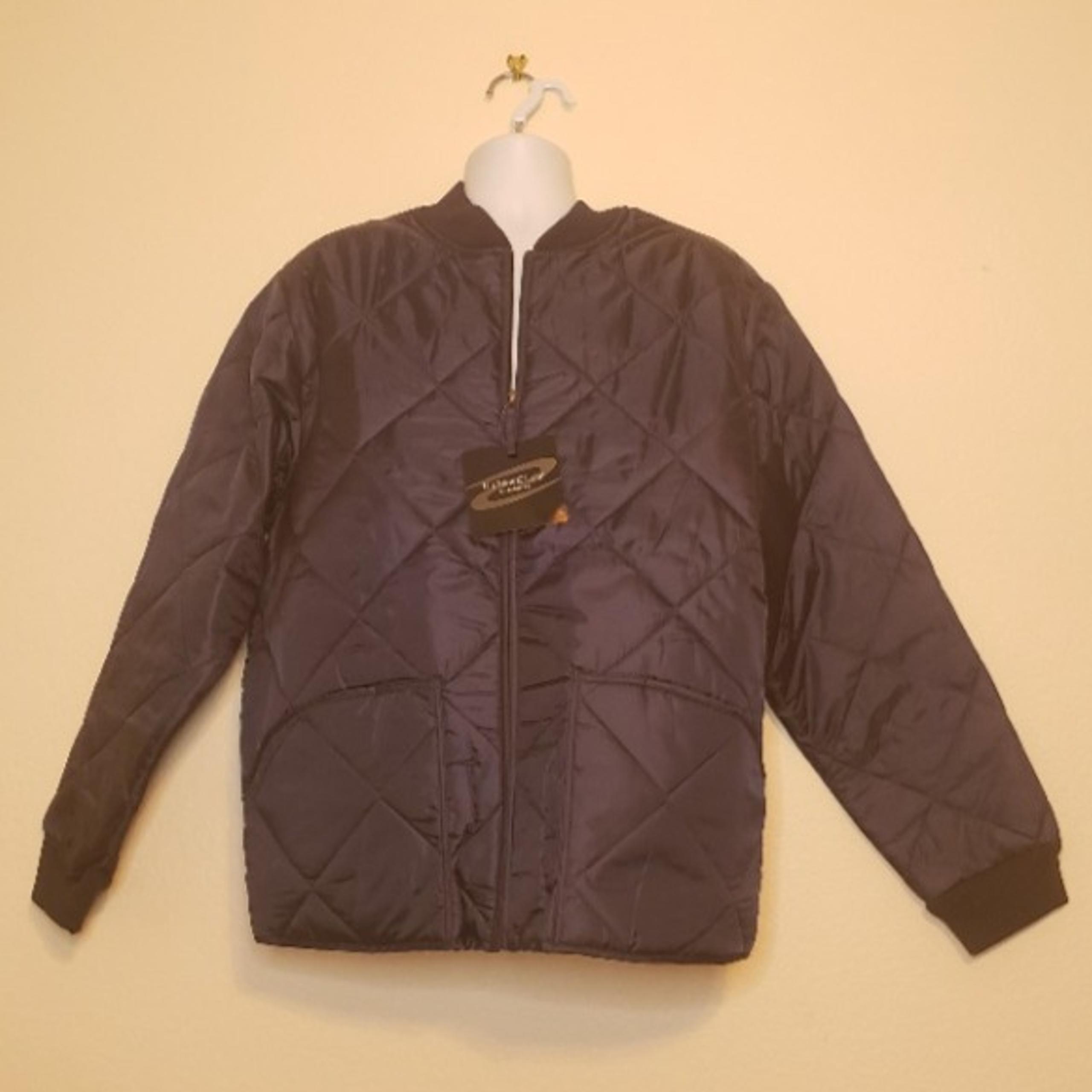 UltraClub Men's Navy Long Sleeve Quilted Puff Lightweight Workwear Jacket Large