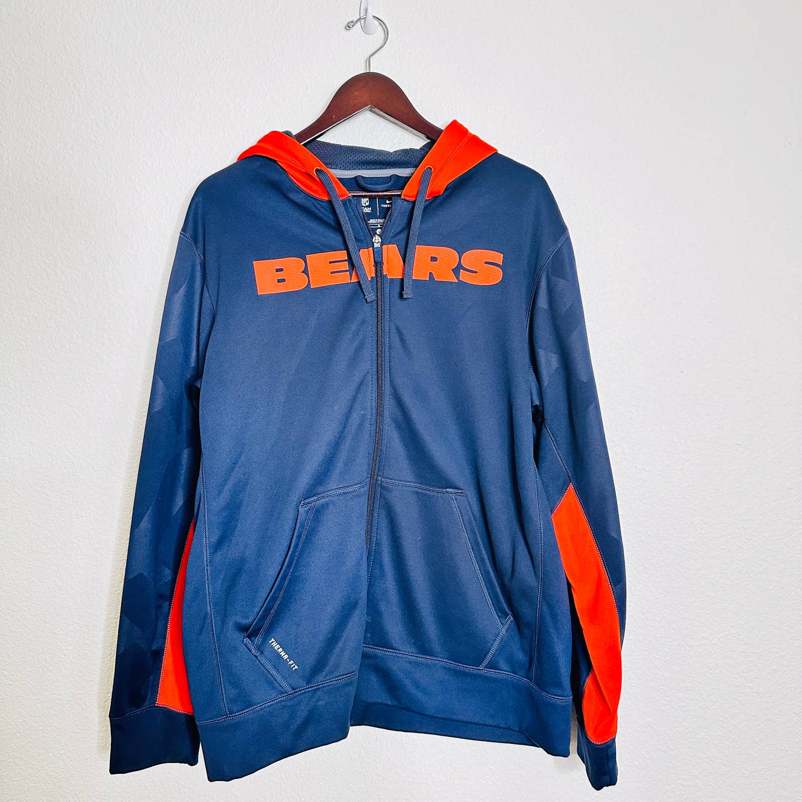 NEW Nike NFL Chicago Bears Sweatshirt Hoodie Zip Up Sports Athletic Blue Large