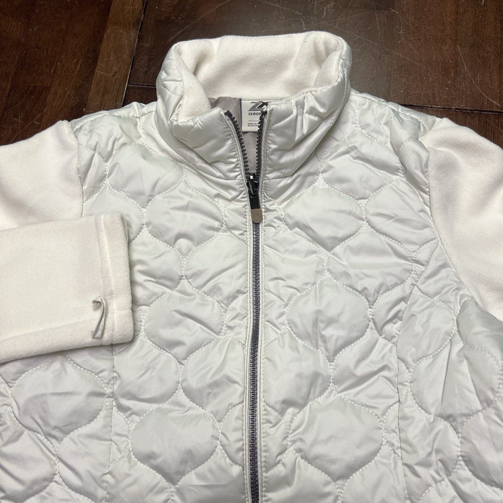 NWT ZEROXPOSUR Women's Small Lightweight Cream Quilted Puffer Fleece Jacket 160
