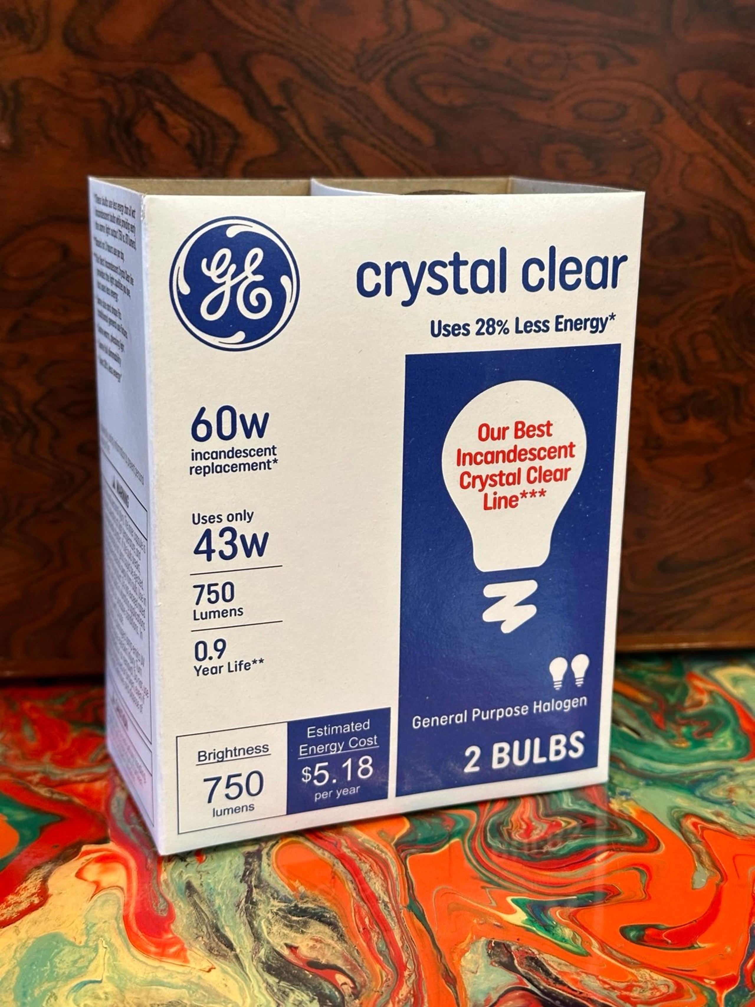 GE Crystal Clear 60w Light Bulbs - 2 Bulbs - old style bulbs - non led