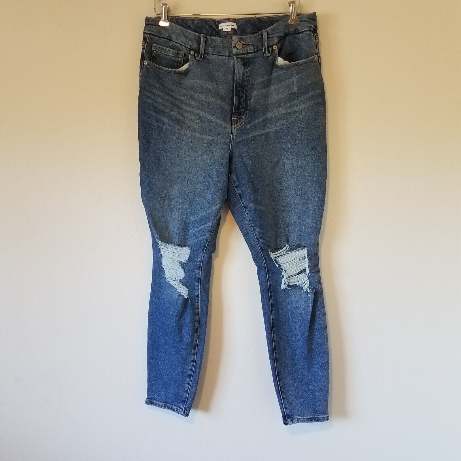 Good American Jeans Womens 16 Good Legs Indigo234 Indigo Distressed GLSBP802T
