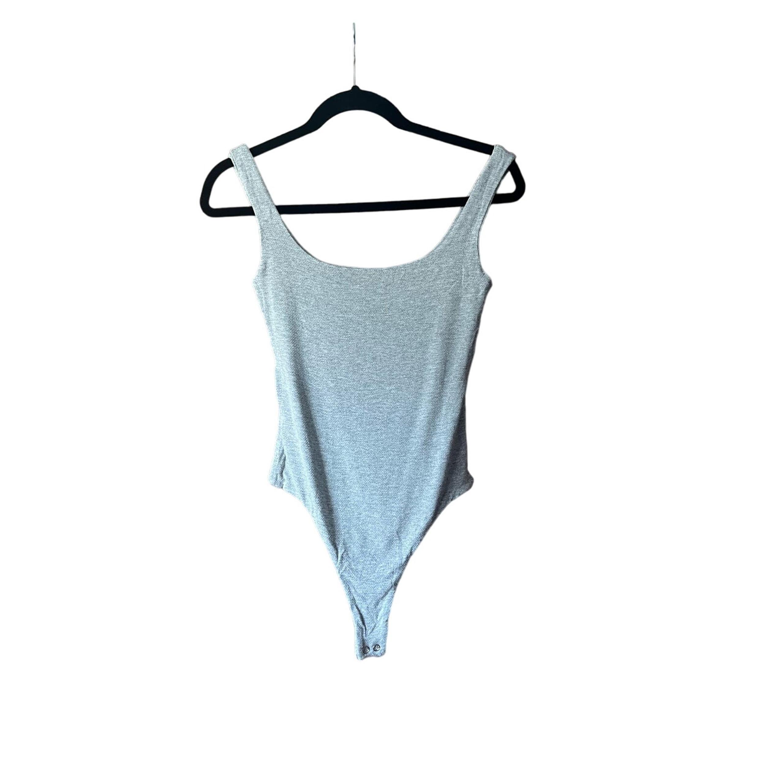 NWOT Naked Wardrobe Women's One Piece Bodysuit Sleeveless Scoop Neck Gray Size S