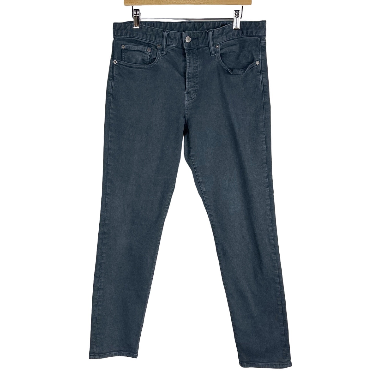 Bonobos Mens Size 34 x 31 HEMMED Blue Cotton Stretch Slim Straight Jeans